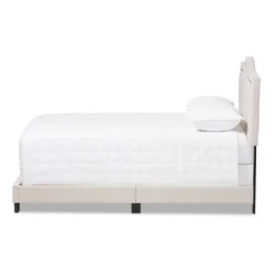 Kirkland's Home Mary Beige Button Tufted Kind Bed Frame- Beds & Headboards