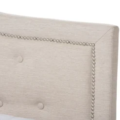 Kirkland's Home Mary Beige Button Tufted Kind Bed Frame- Beds & Headboards