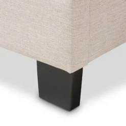 Kirkland's Home Mary Beige Button Tufted Kind Bed Frame- Beds & Headboards