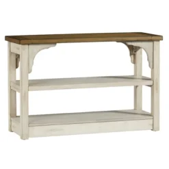 Kirkland's Home Mary White And Natural Wooden Console Table- Entryway Furniture