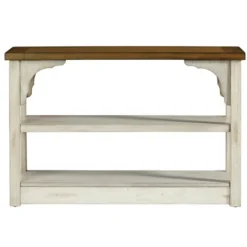Kirkland's Home Mary White And Natural Wooden Console Table- Entryway Furniture