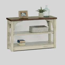 Kirkland's Home Mary White And Natural Wooden Console Table- Entryway Furniture