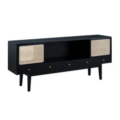 Kirkland's Home Matilda Midcentury Woven Cane Media Cabinet- Tv Stands & Media Consoles