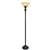 Kirkland's Home Matte Black And Amber Glass Torchiere- Floor Lamps