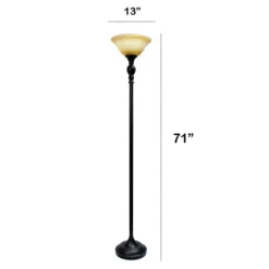 Kirkland's Home Matte Black And Amber Glass Torchiere- Floor Lamps