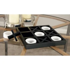 Kirkland's Home Matte Black And White Wooden Tic Tac Toe Board- Decorative Accents
