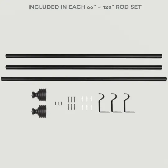 Kirkland's Home Matte Black Stacked Cylinder Curtain Rod, 120 In.- Curtain Rods & Hardware