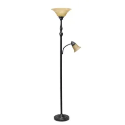 Kirkland's Home Matte Bronze And Amber Reading Arm Torchiere- Floor Lamps