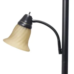 Kirkland's Home Matte Bronze And Amber Reading Arm Torchiere- Floor Lamps