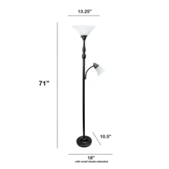 Kirkland's Home Matte Bronze And White Reading Arm Torchiere- Floor Lamps