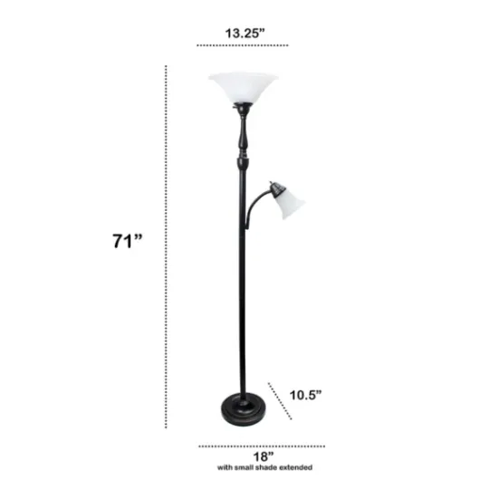 Kirkland's Home Matte Bronze And White Reading Arm Torchiere- Floor Lamps