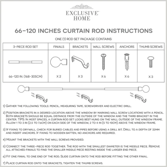 Kirkland's Home Matte Bronze Eleanor Curtain Rod Set, 120 In.- Curtain Rods & Hardware