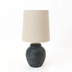 Kirkland's Home Matte Charcoal Ribbed Mini Table Lamp- Table Lamps