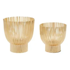 Kirkland's Home Matte Straws 2-Pc. Votive Candle Holder Set- Candle Holders