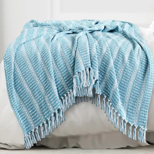 Kirkland's Home Maui Striped Fringe Throw- Blankets & Throws