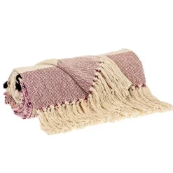 Kirkland's Home Mauve Chunky Stitch Cotton Throw- Blankets & Throws