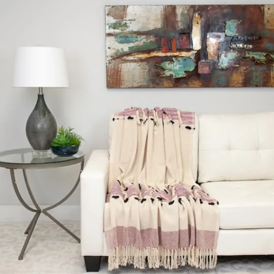 Kirkland's Home Mauve Chunky Stitch Cotton Throw- Blankets & Throws