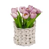 Kirkland's Home Mauve Tulip Arrangement In Basket- Arrangements & Greenery