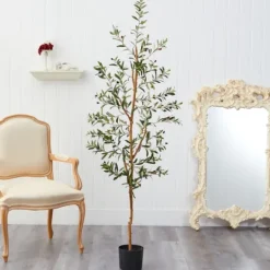Kirkland's Home Mediterranean Olive Tree In Black Planter, 70 In.- Trees & Topiaries