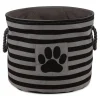 Kirkland's Home Medium Black Paw Patch Stripe Round Pet Basket- Baskets & Boxes