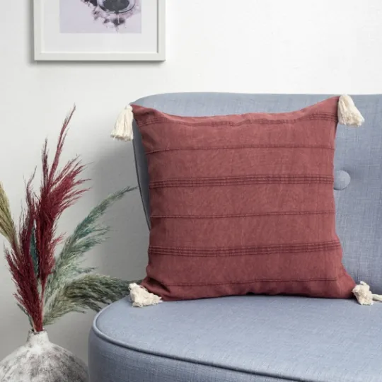 Kirkland's Home Merlot Striped Organic Cotton Throw Pillow- Pillows