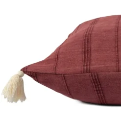 Kirkland's Home Merlot Striped Organic Cotton Throw Pillow- Pillows