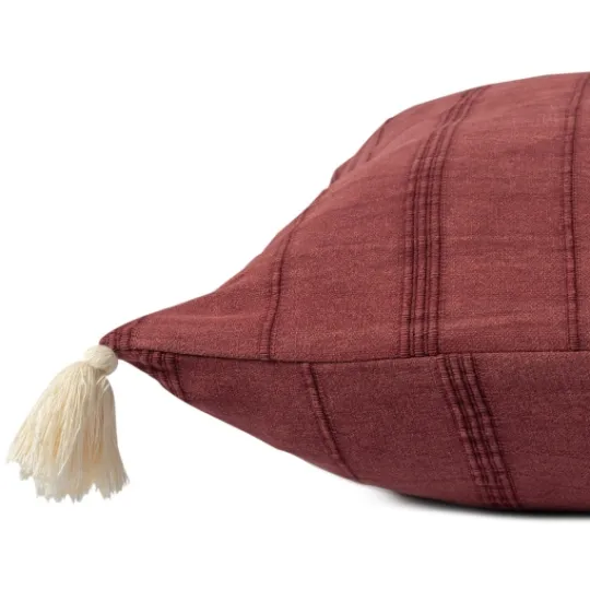 Kirkland's Home Merlot Striped Organic Cotton Throw Pillow- Pillows