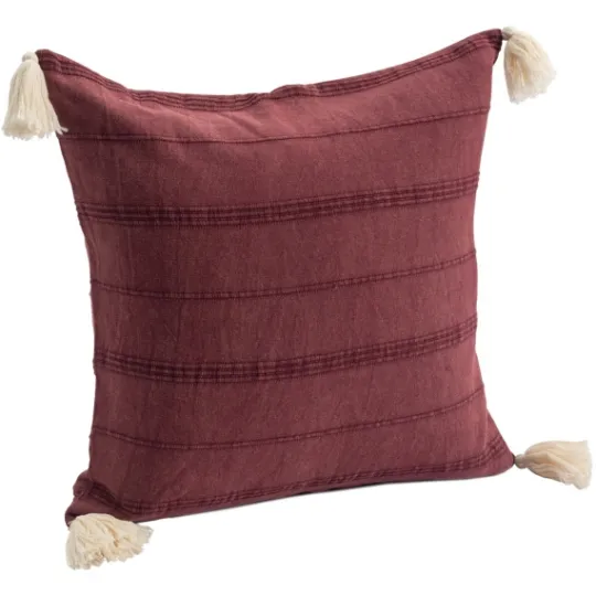 Kirkland's Home Merlot Striped Organic Cotton Throw Pillow- Pillows