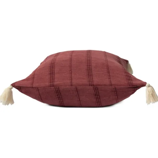 Kirkland's Home Merlot Striped Organic Cotton Throw Pillow- Pillows