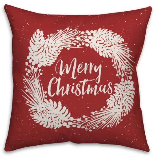 Kirkland's Home Merry Christmas Wreath Outdoor Pillow- Pillows