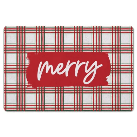 Kirkland's Home Merry Plaid Christmas Kitchen Mat- Kitchen & Floor Mats