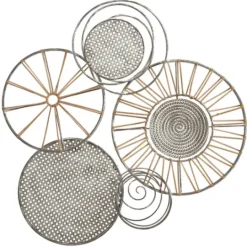 Kirkland's Home Metal And Rattan Cord Discs Wall Sculpture- Wall Plaques