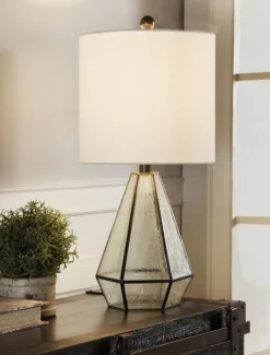 Kirkland's Home Metal And Seeded Glass Cage Table Lamp- Table Lamps