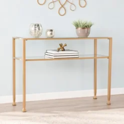 Kirkland's Home Metal And Tempered Glass Console Table- Console Tables