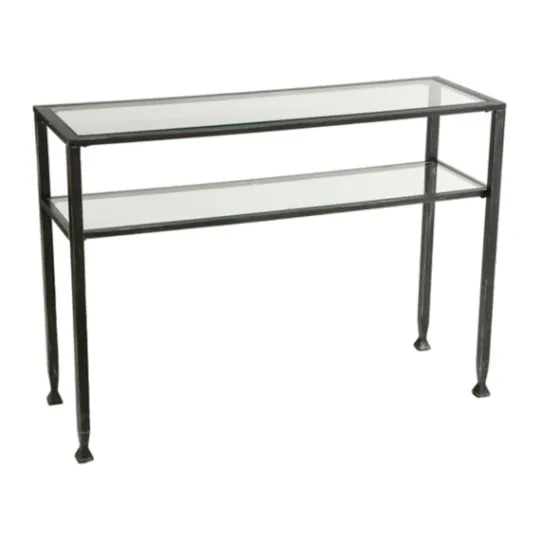 Kirkland's Home Metal And Tempered Glass Console Table- Console Tables