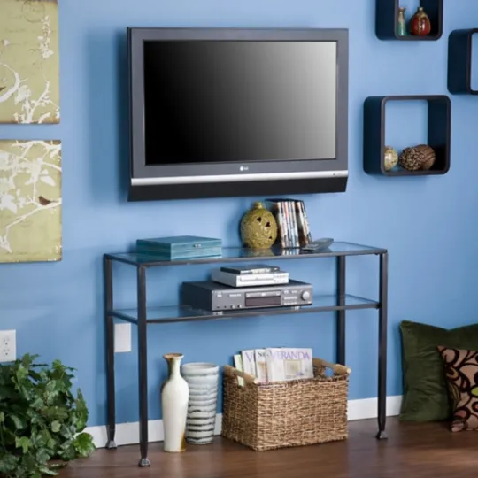 Kirkland's Home Metal And Tempered Glass Console Table- Console Tables