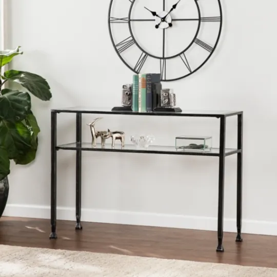 Kirkland's Home Metal And Tempered Glass Console Table- Console Tables