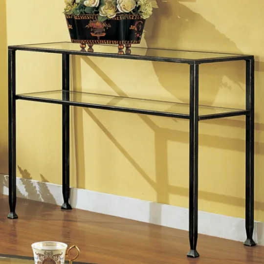 Kirkland's Home Metal And Tempered Glass Console Table- Console Tables