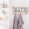 Kirkland's Home Metal And Wood Bath Sign With Hooks- Hooks