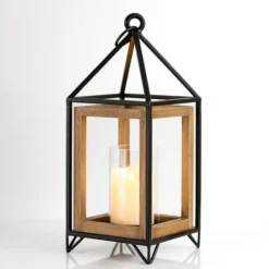 Kirkland's Home Metal And Wood House Frame Lantern, 16 In.- Lanterns