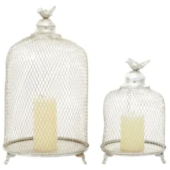 Kirkland's Home Metal Bird Cage Cloche Lanterns, Set Of 2- Lanterns