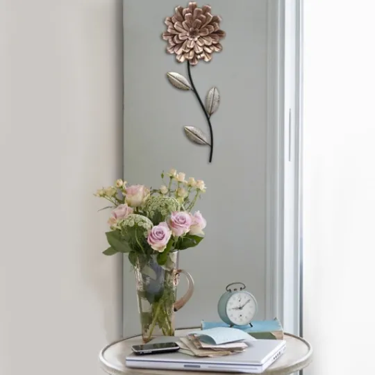 Kirkland's Home Metal Blush Romantic Flower Stem Wall Sculpture- Wall Plaques