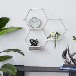 Kirkland's Home Metal Frame And White Marble Wall Shelf- Shelves
