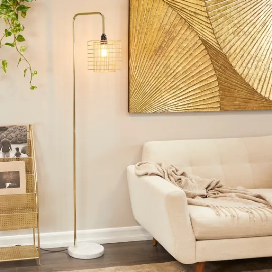 Kirkland's Home Metal Grid Shade Floor Lamp- Floor Lamps