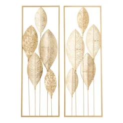 Kirkland's Home Metal Leaves Wall Plaques, Set Of 2- Wall Plaques