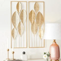 Kirkland's Home Metal Leaves Wall Plaques, Set Of 2- Wall Plaques