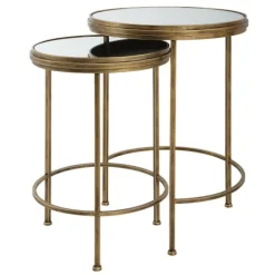 Kirkland's Home Metal Mirror Top 2-Pc. Nesting Side Table Set- Accent & End Tables