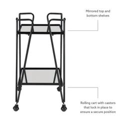 Kirkland's Home Metal Mirrored Shelves Bar Cart- Kitchen Islands & Bar Carts