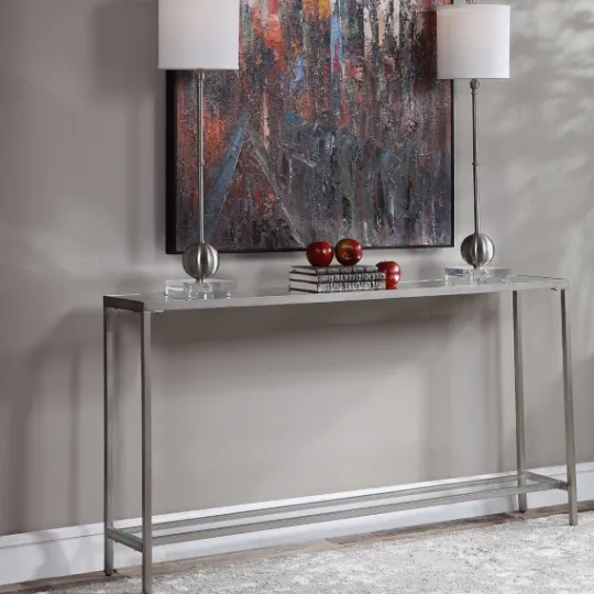 Kirkland's Home Metal Mirrored Top Slim Console Table- Console Tables
