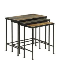 Kirkland's Home Metal Nesting Slate Top Accent Tables, Set Of 3- Accent & End Tables